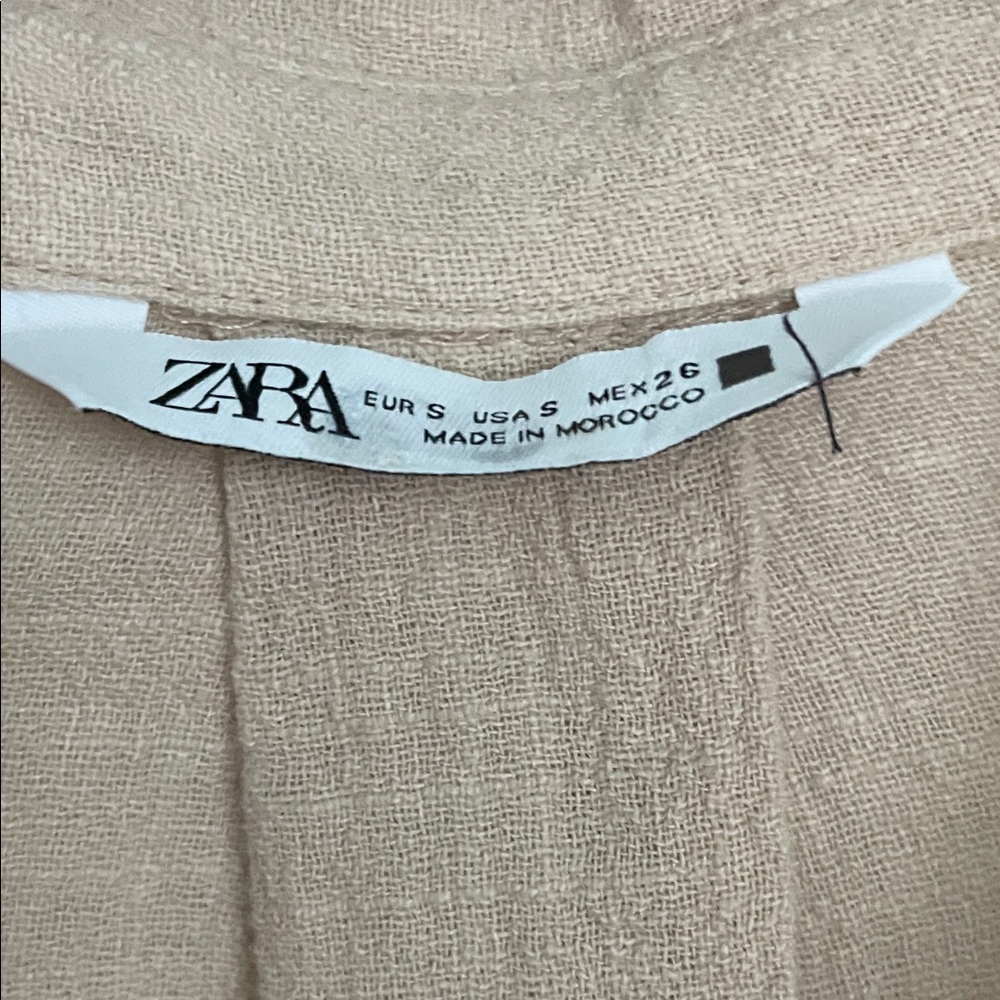Zara Neutral Beige Textured Button Blouse - Picture 2 of 6